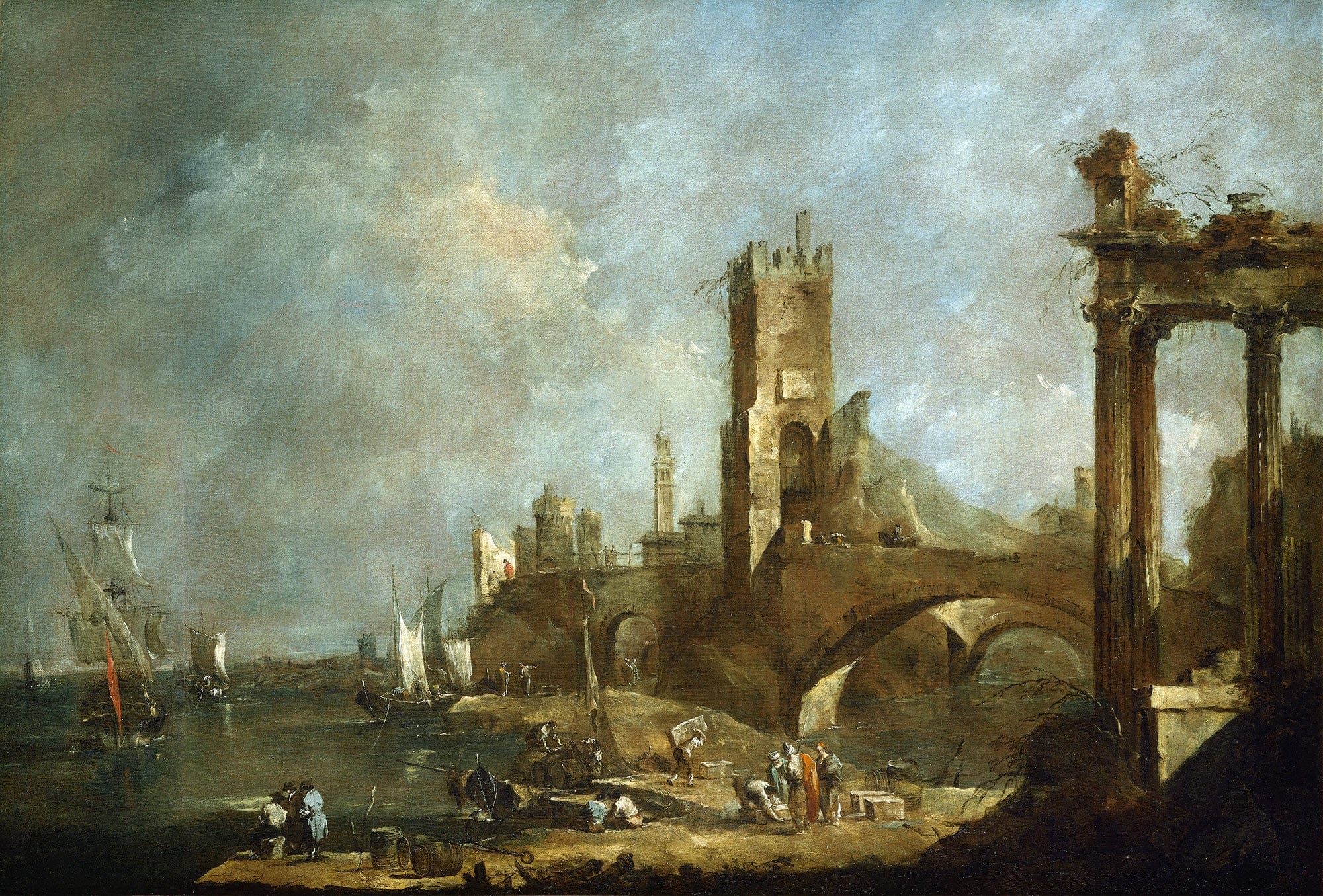 Capriccio Of A Harbor by Francesco Guardi