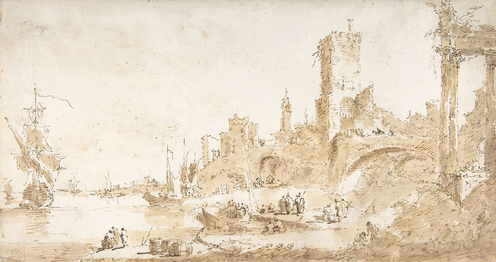 Capriccio With A Seaport And Classical Ruins   by Francesco Guardi