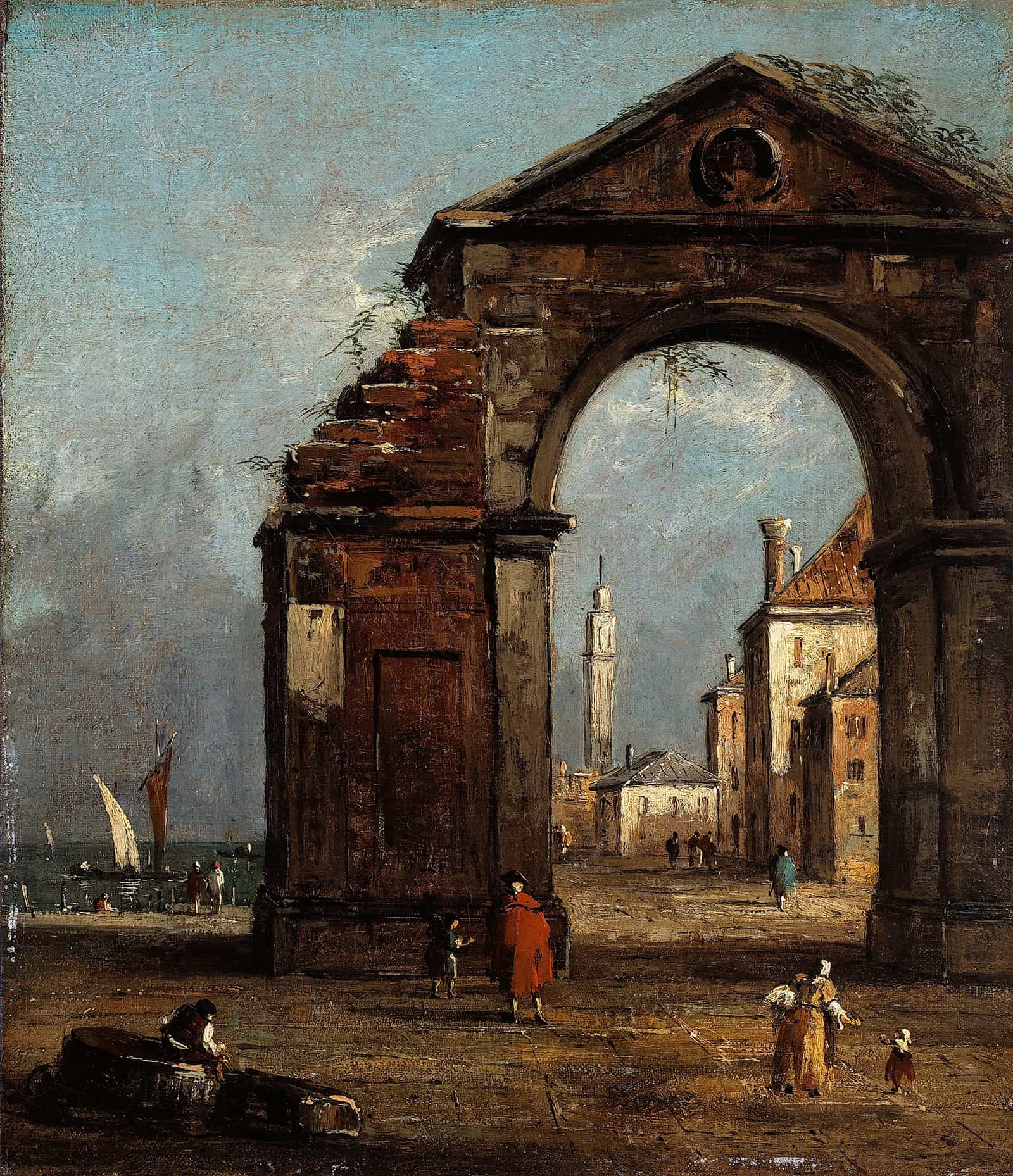 Caprice Avec Arc Triomphal En Ruine Et Paysage Du Bord De La Lagune Th Century by Francesco Guardi