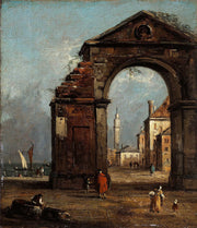 Caprice Avec Arc Triomphal En Ruine Et Paysage Du Bord De La Lagune Th Century by Francesco Guardi