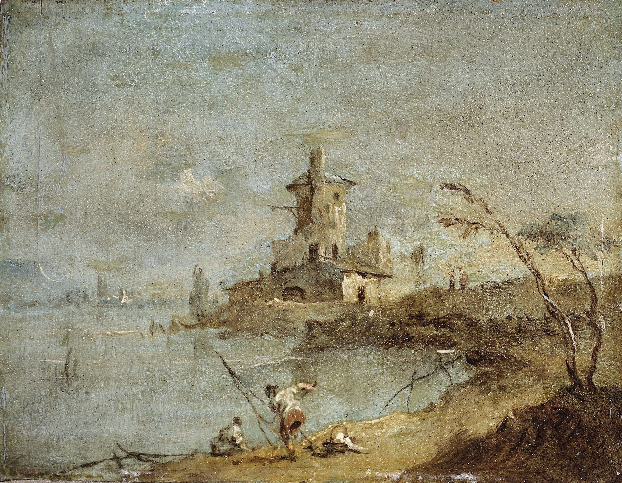 Caprice Rustique Avec Tour Au Bord De Leau Th Century by Francesco Guardi