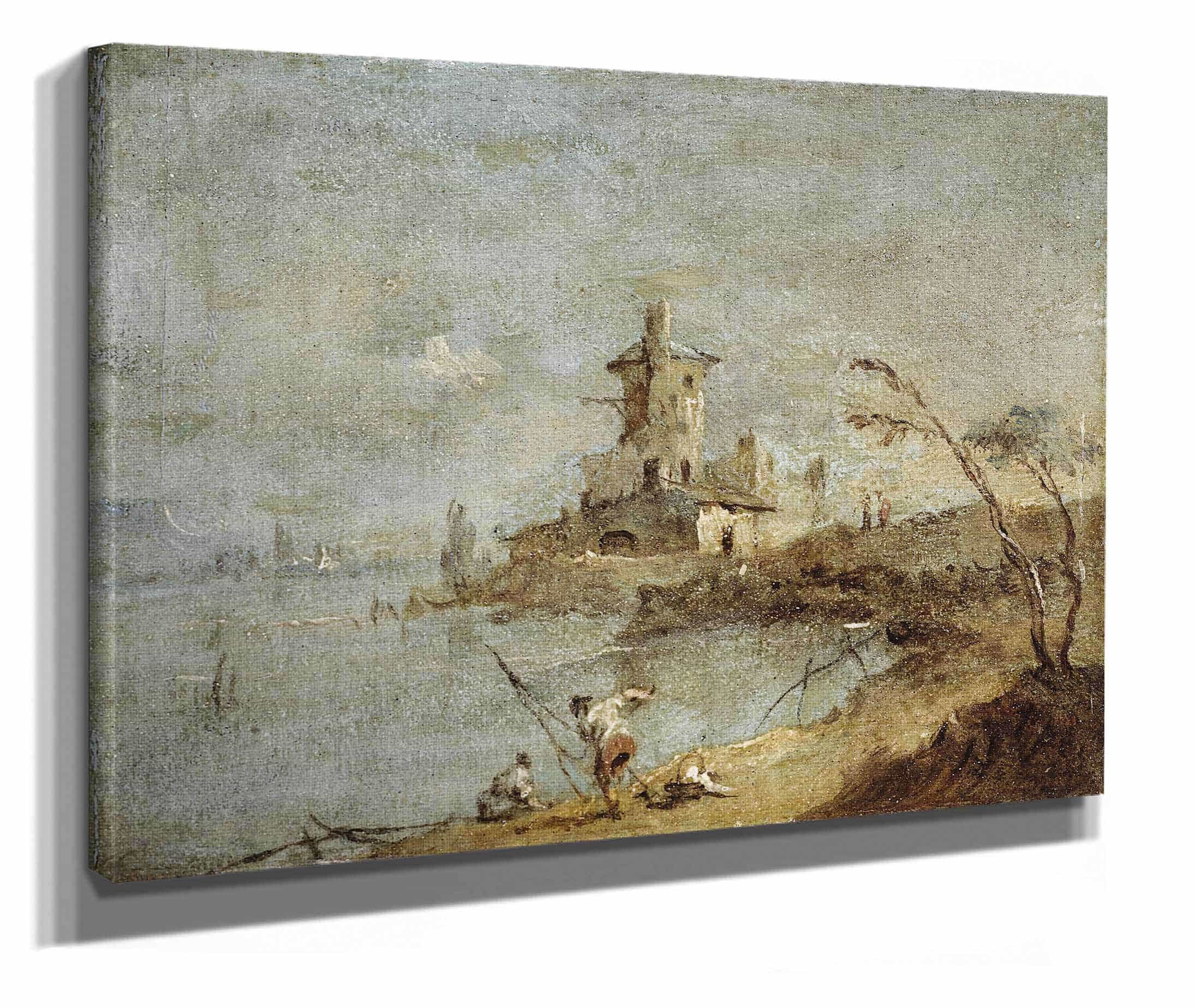Caprice Rustique Avec Tour Au Bord De Leau Th Century by Francesco Guardi