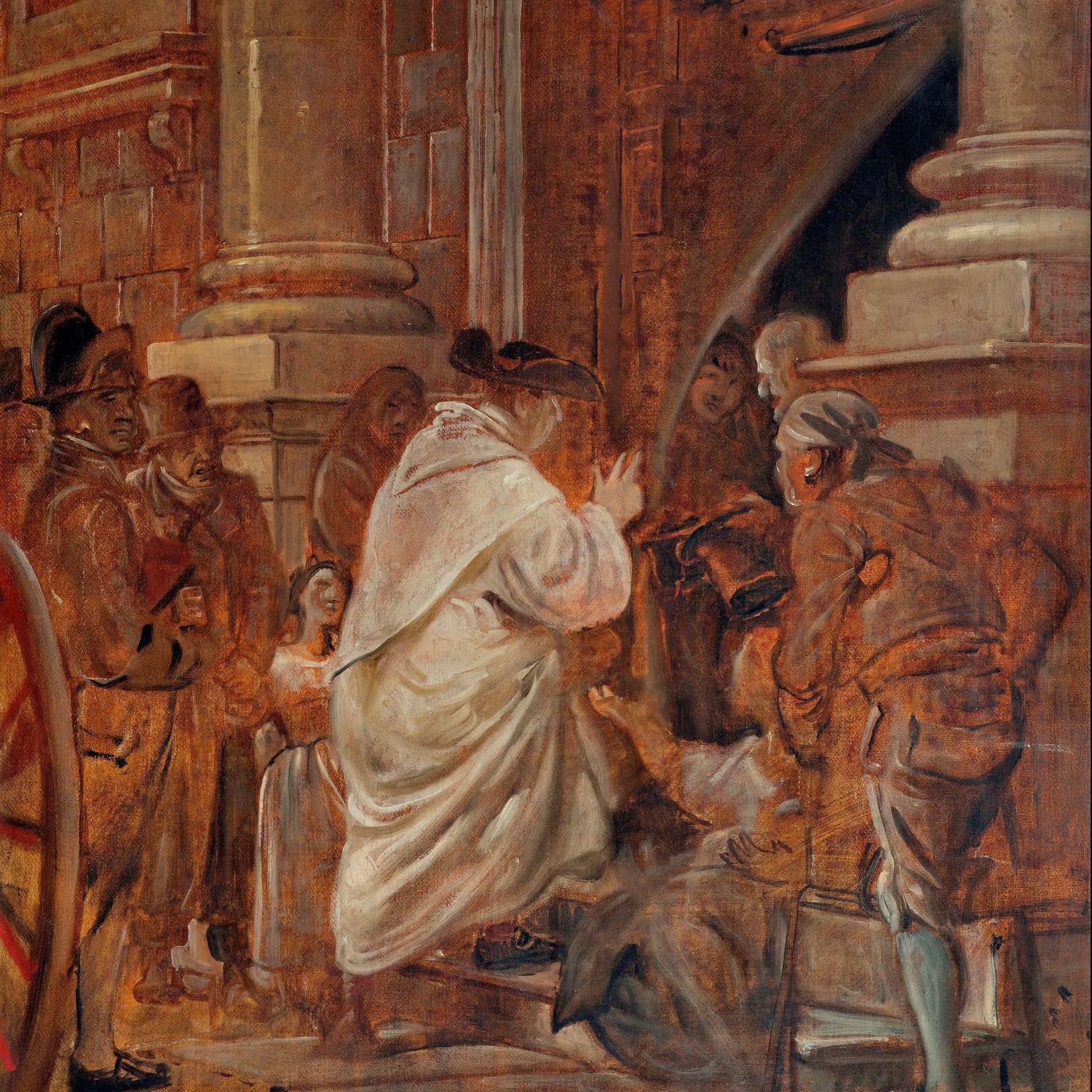 Cardinal Blessing Beggars At The Church Doors by Wilhelm Marstrand