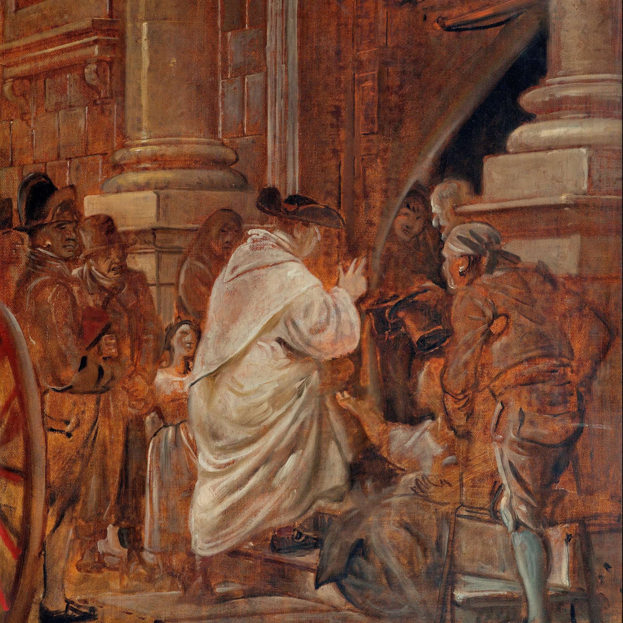 Cardinal Blessing Beggars At The Church Doors by Wilhelm Marstrand