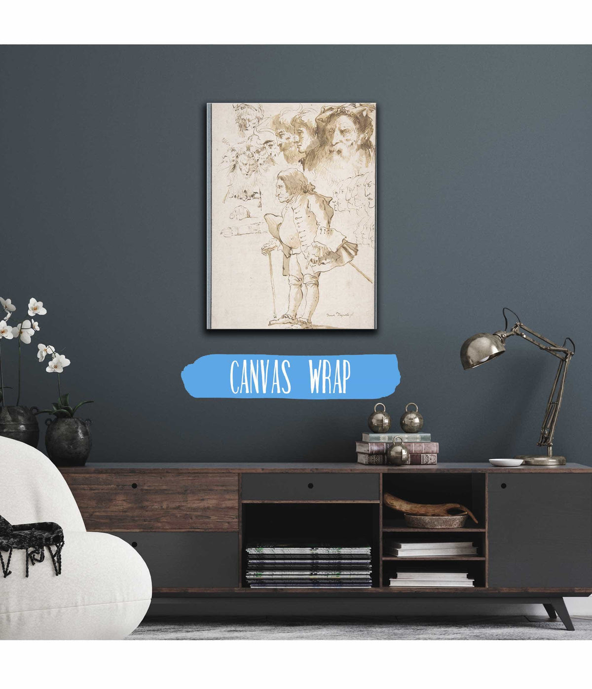 Caricature Of A Gentleman And Other Studies   by Giovanni Domenico Tiepolo