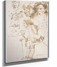 Caricature Of A Gentleman And Other Studies   by Giovanni Domenico Tiepolo