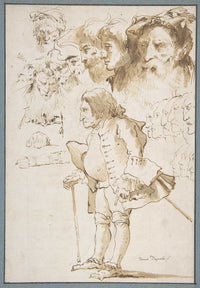 Caricature Of A Gentleman And Other Studies   by Giovanni Domenico Tiepolo