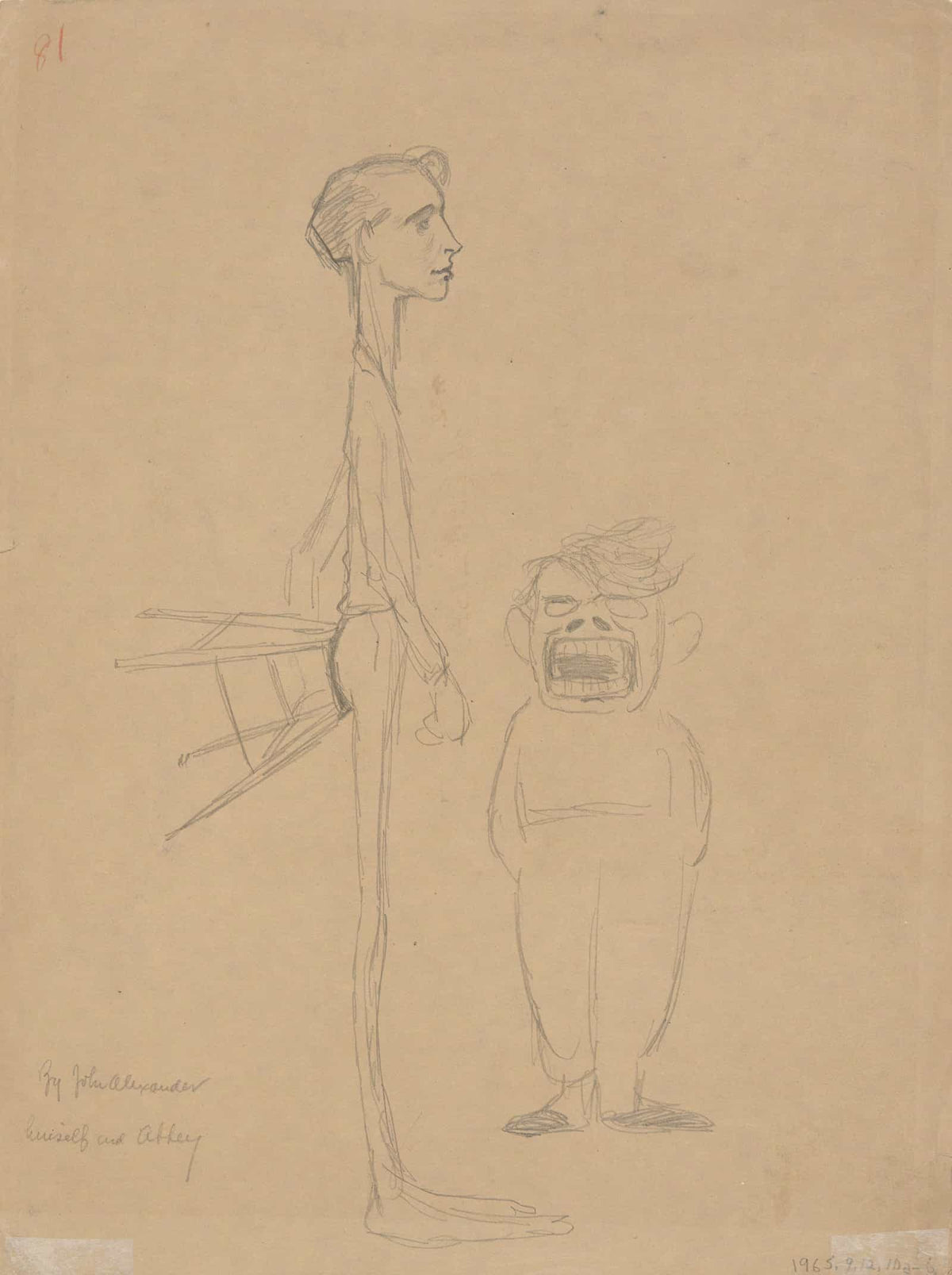 Caricature Of Himself And Of E A Abbey Late Th Early Th Century by John White Alexander