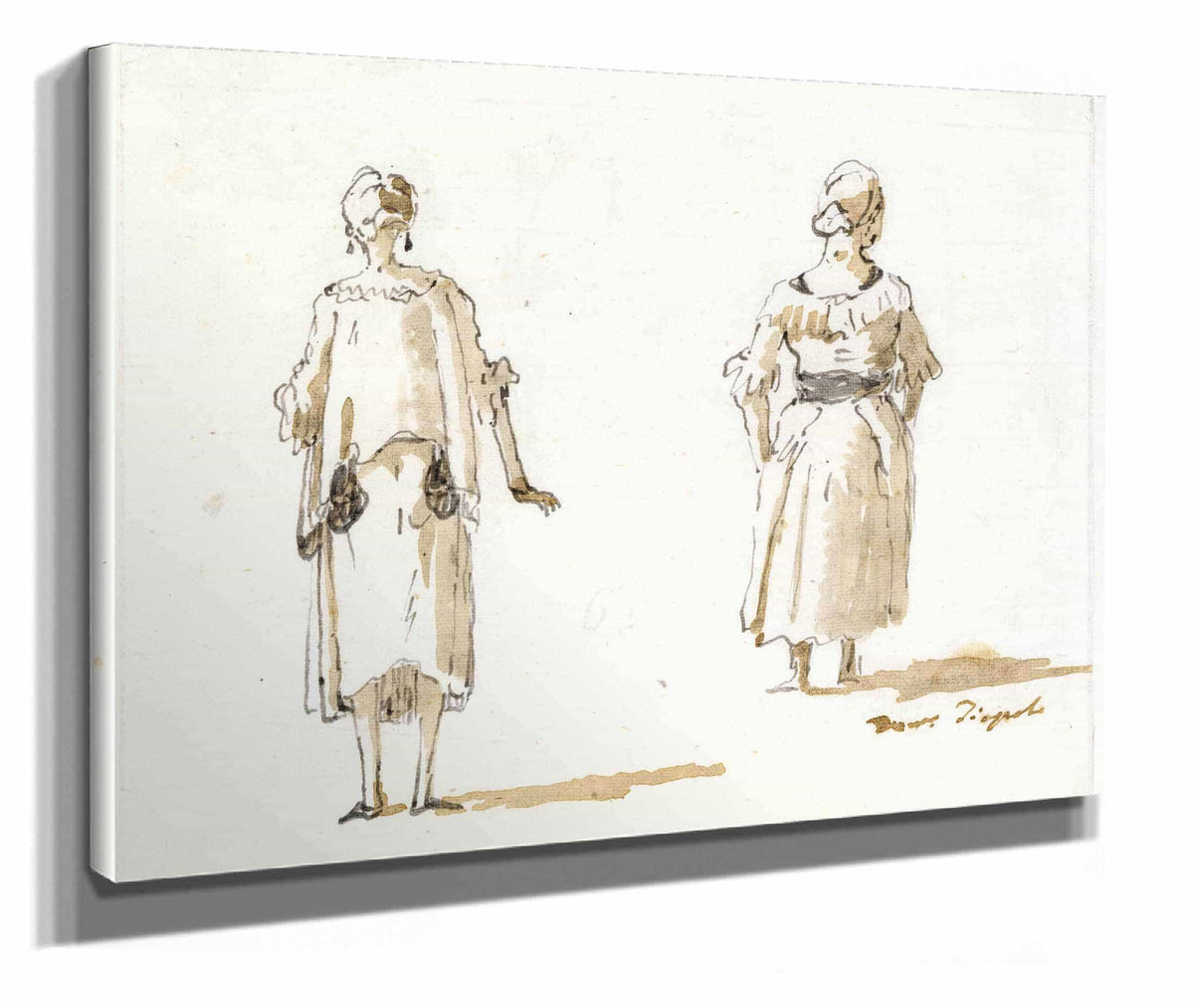 Caricature Of Two Women Seen From Behind Late Th Century by Giovanni Domenico Tiepolo