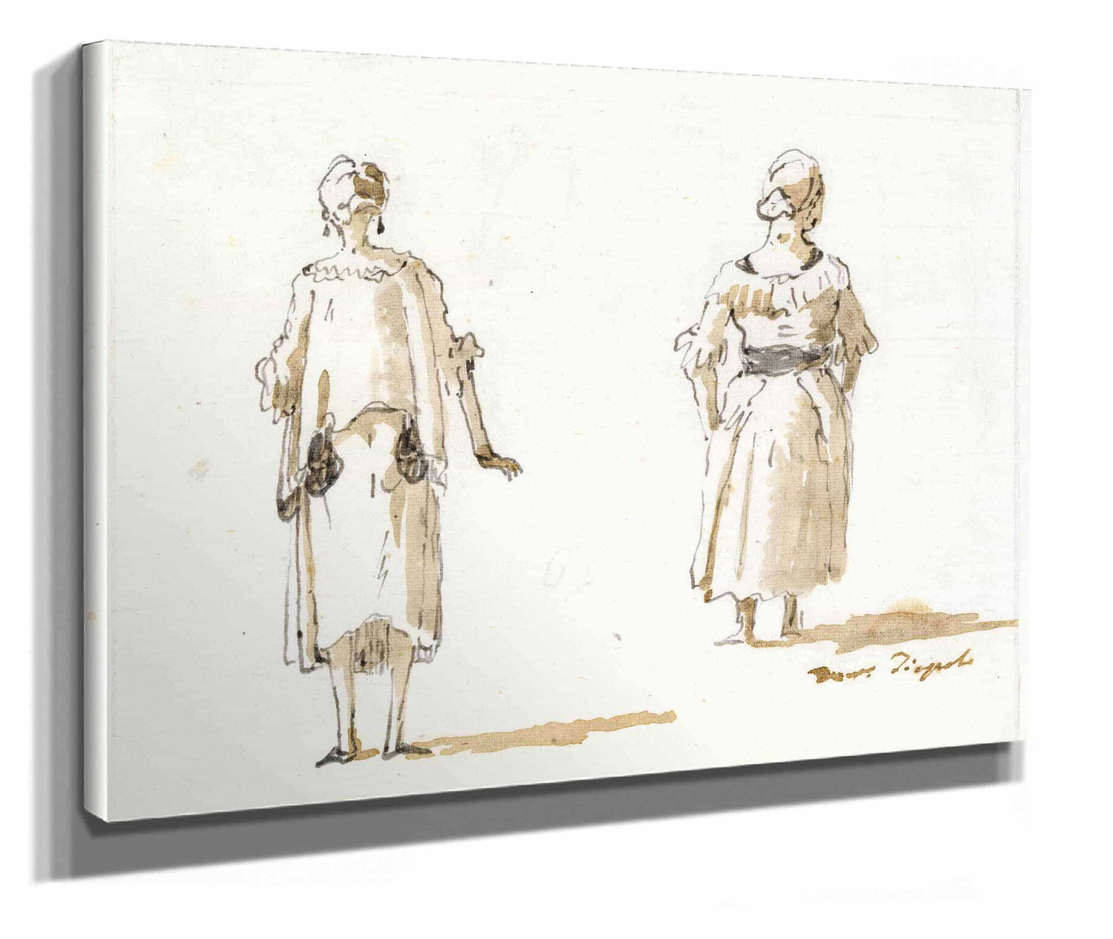 Caricature Of Two Women Seen From Behind Late Th Century by Giovanni Domenico Tiepolo