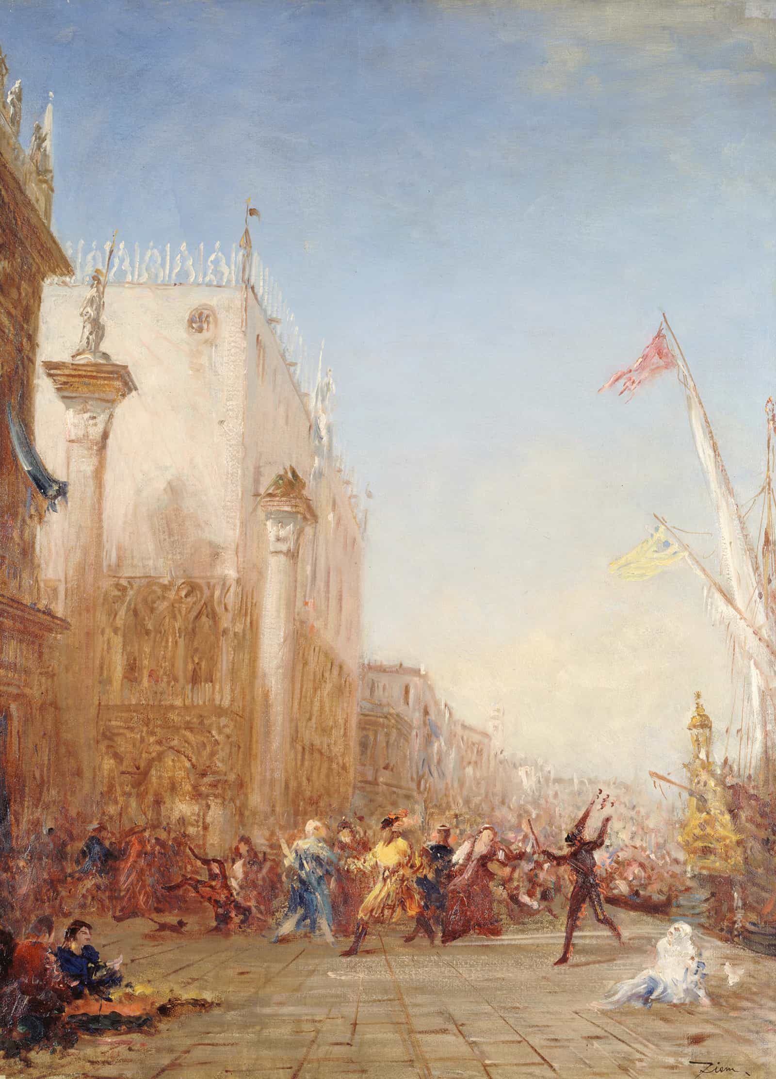 Carnaval A Venise Quai Des Esclavons by Felix Ziem