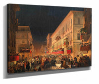 Carnival In Rome The Feast Of Moccoletti by Ippolito Caffi