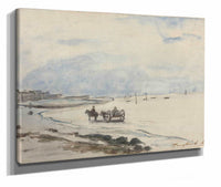 Cart On The Beach At Etretat by Johan Barthold Jongkind