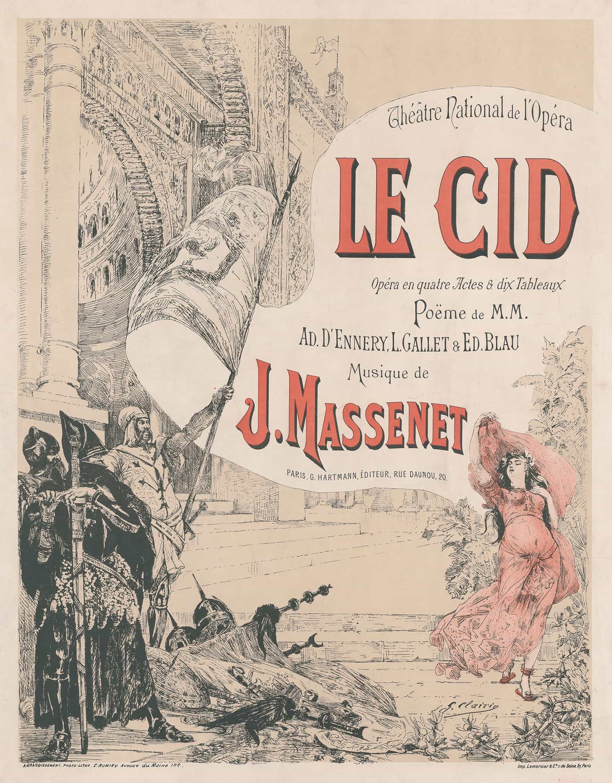 Cartel De La Opera De Massenet El Cid by Georges Jules Victor Clairin