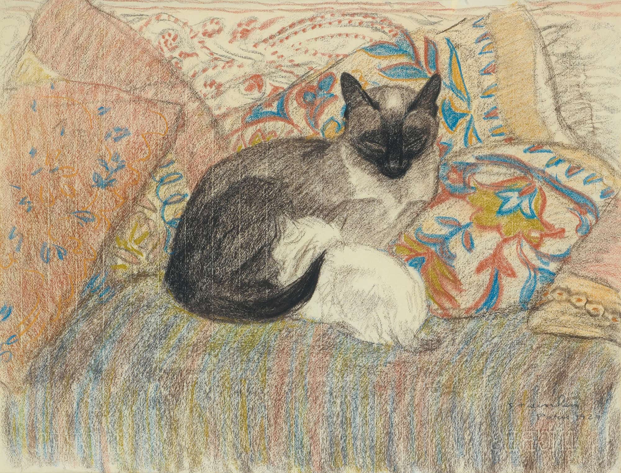Cat And Her Kitten by Theophile Alexandre Steinlen