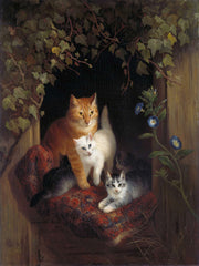 Cat With Kittens by Henriette Ronner Knip