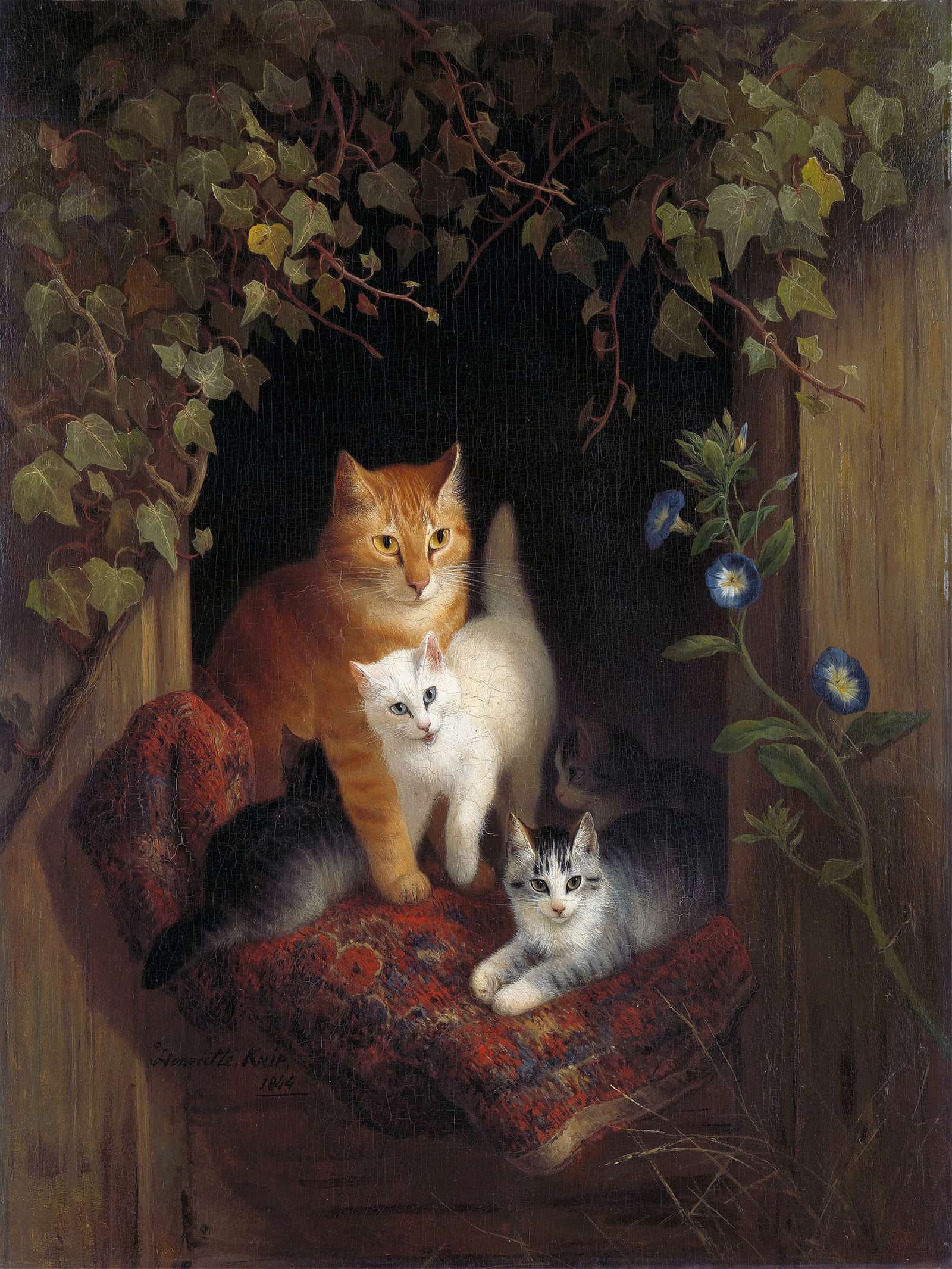Cat With Kittens by Henriette Ronner Knip