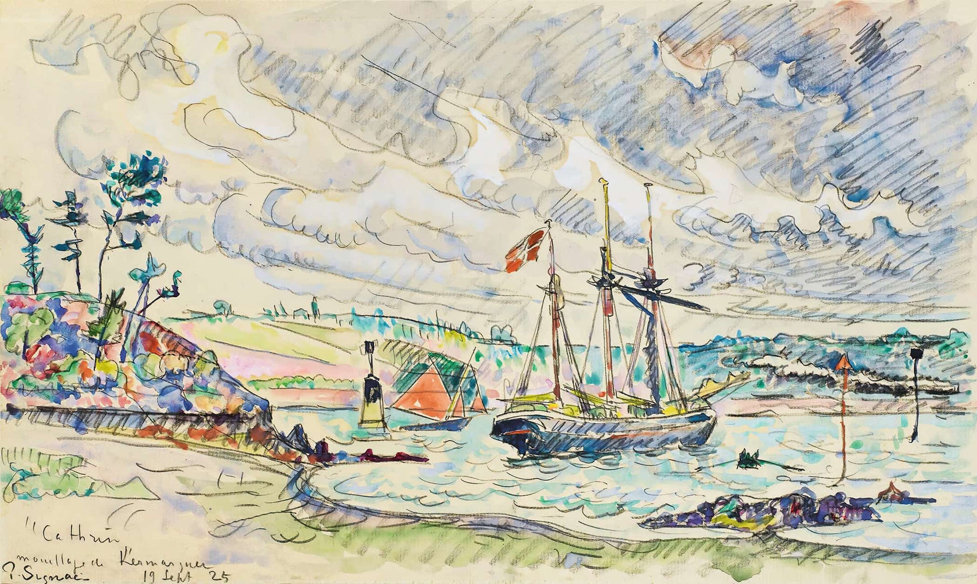 Cathrin A Lancre Mouillage De Kermarquer Embouchure Du Trieux by Paul Signac