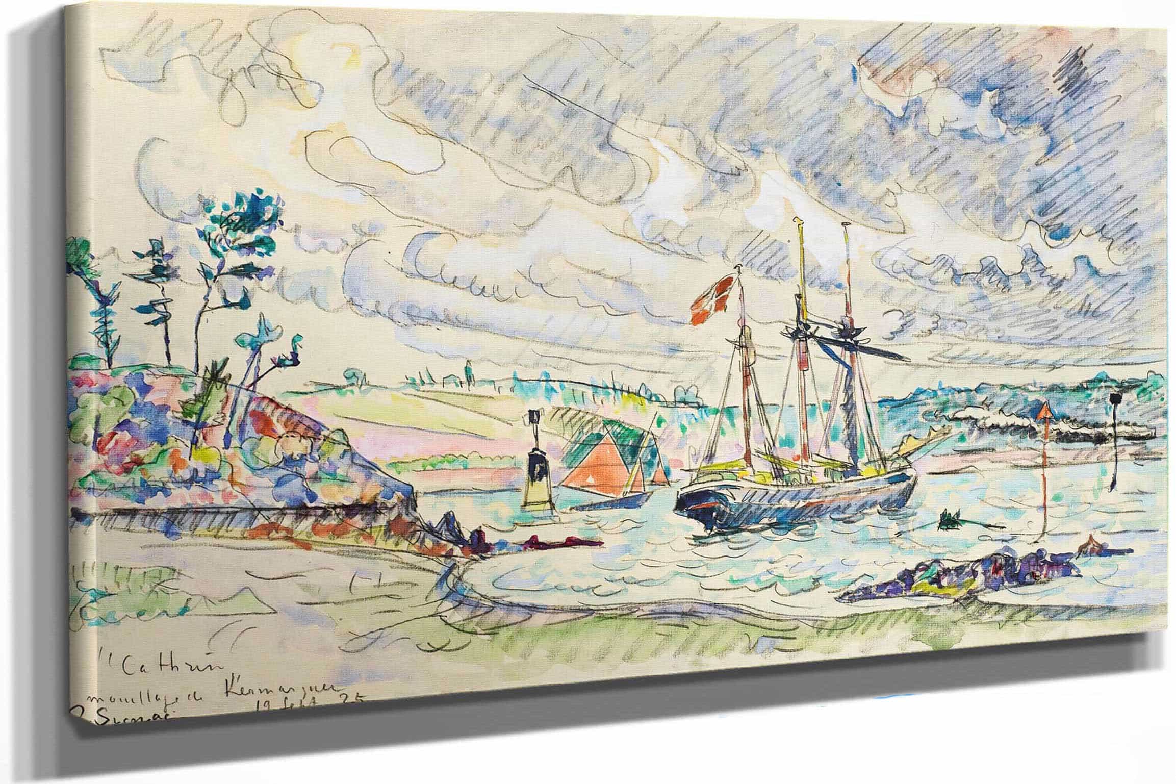 Cathrin A Lancre Mouillage De Kermarquer Embouchure Du Trieux by Paul Signac