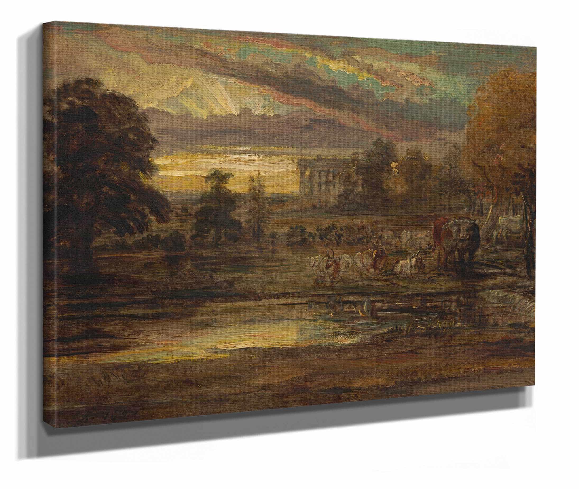 Cattle At A Pool At Sunrise by James Ward