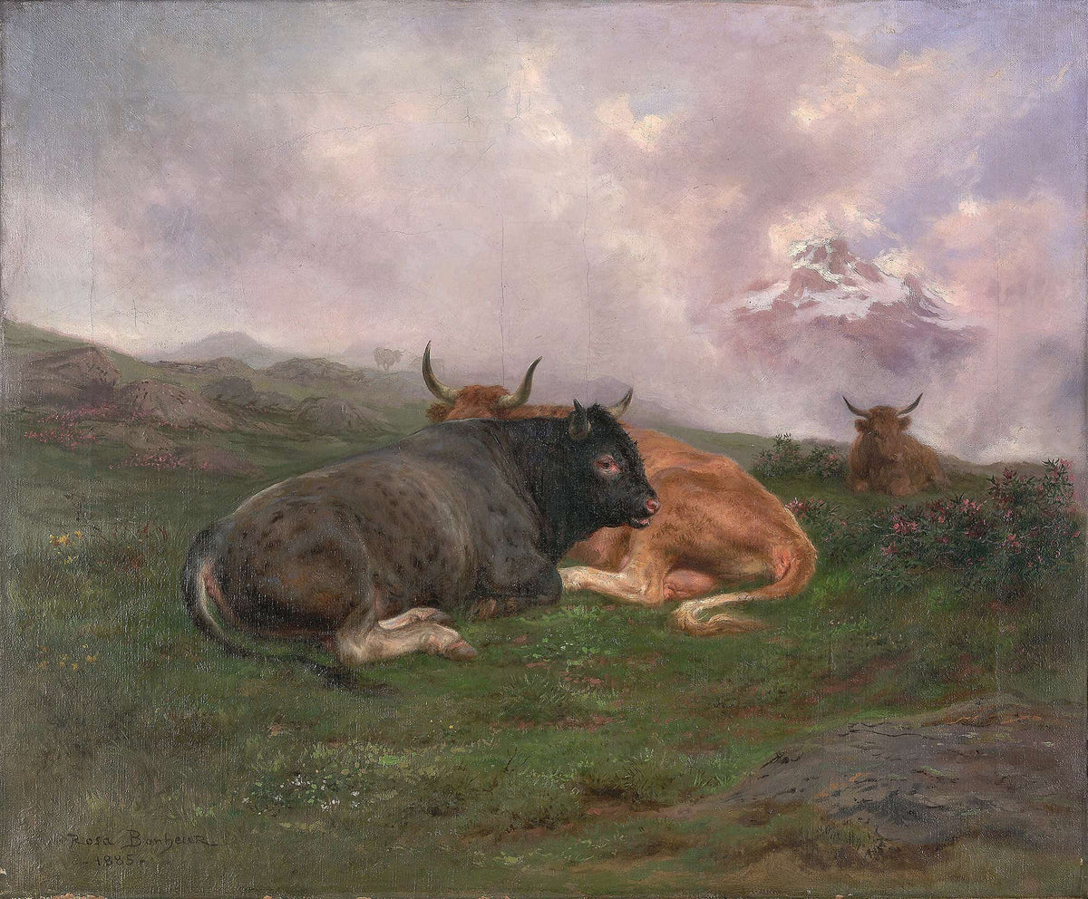 Cattle At Rest On A Hillside In The Alps by Rosa Bonheur