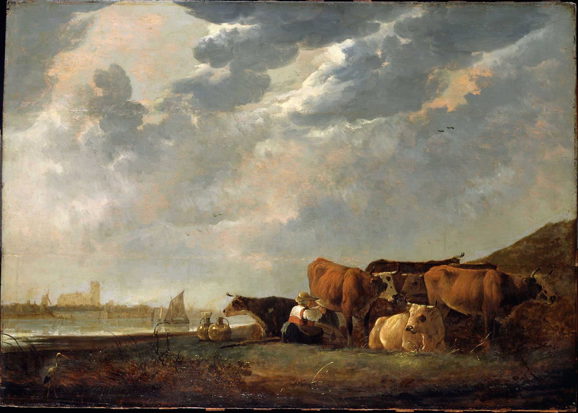 Cattle Near The Maas With Dordrecht In The Distance by Aelbert Cuyp