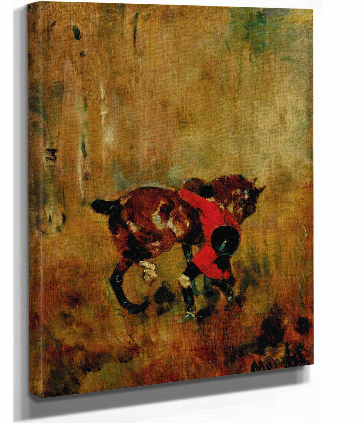 Cavalier De Chasse A Courre Ressanglant Son Cheval by Henri De Toulouse Lautrec