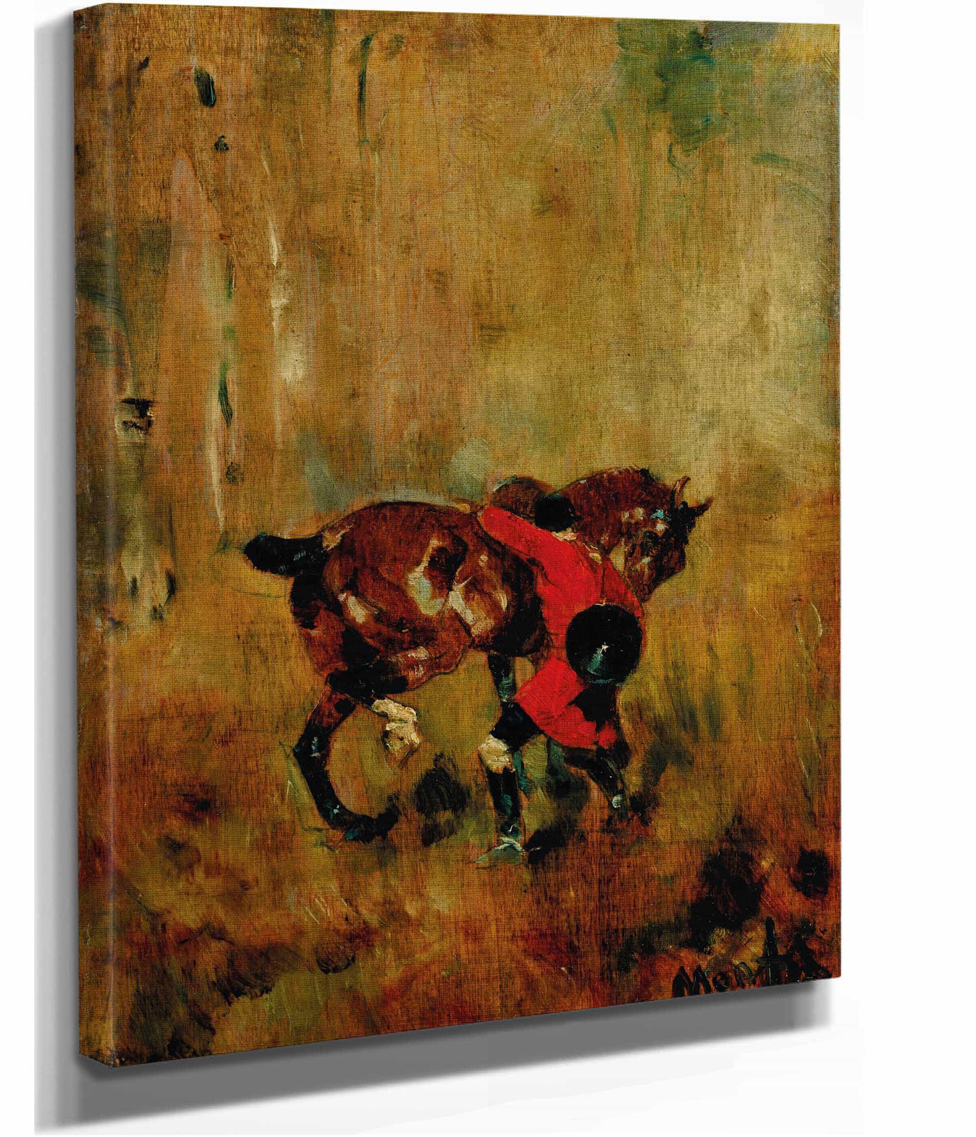 Cavalier De Chasse A Courre Ressanglant Son Cheval by Henri De Toulouse Lautrec