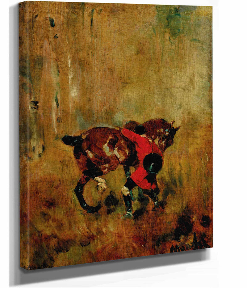 Cavalier De Chasse A Courre Ressanglant Son Cheval by Henri De Toulouse Lautrec