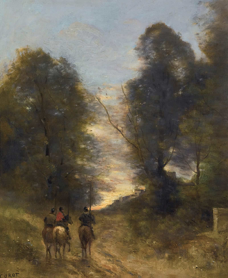 Cavaliers Gaulois Dans Un Paysage by Jean Baptiste Camille Corot