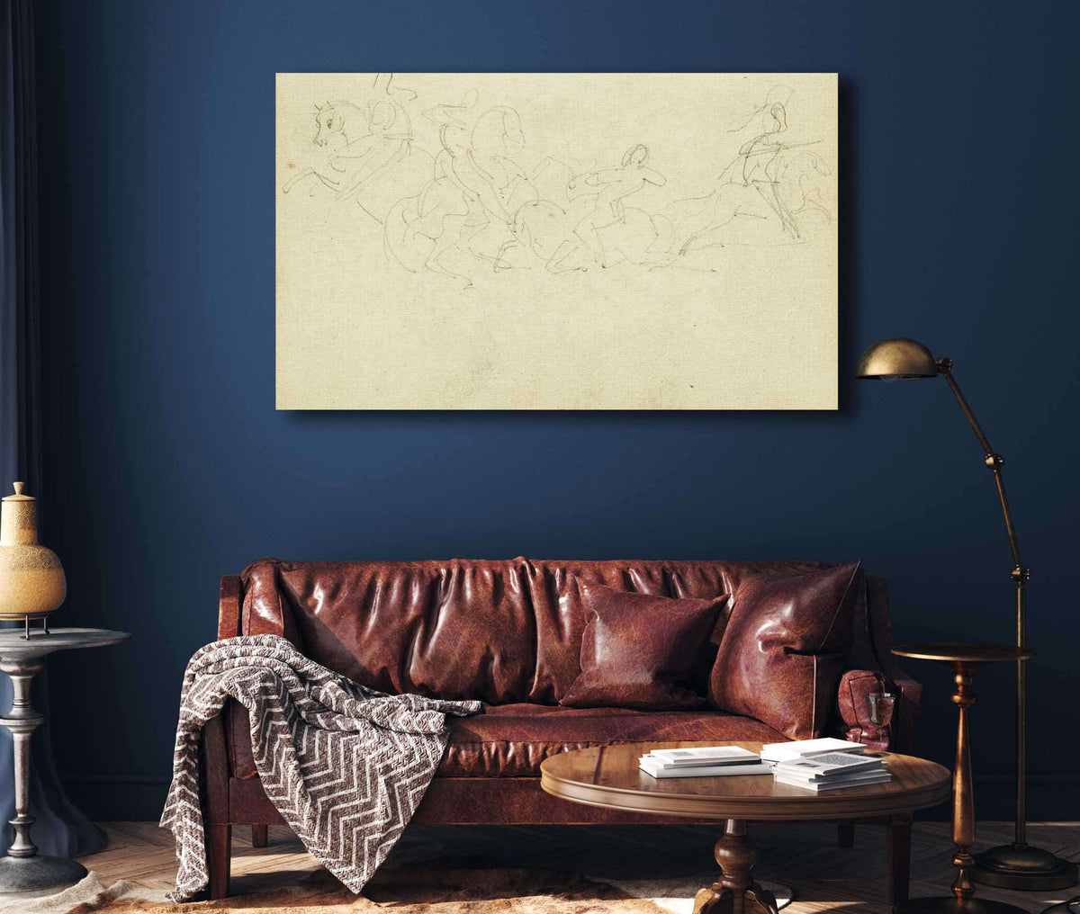 Cavalry Skirmish With Four Horsemen  by Theodore Gericault