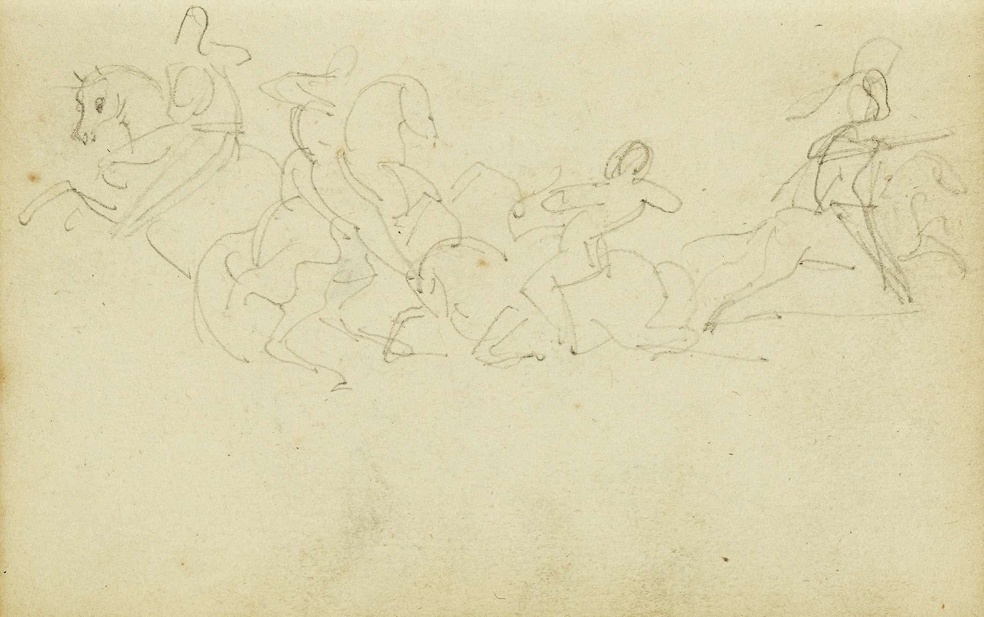 Cavalry Skirmish With Four Horsemen  by Theodore Gericault