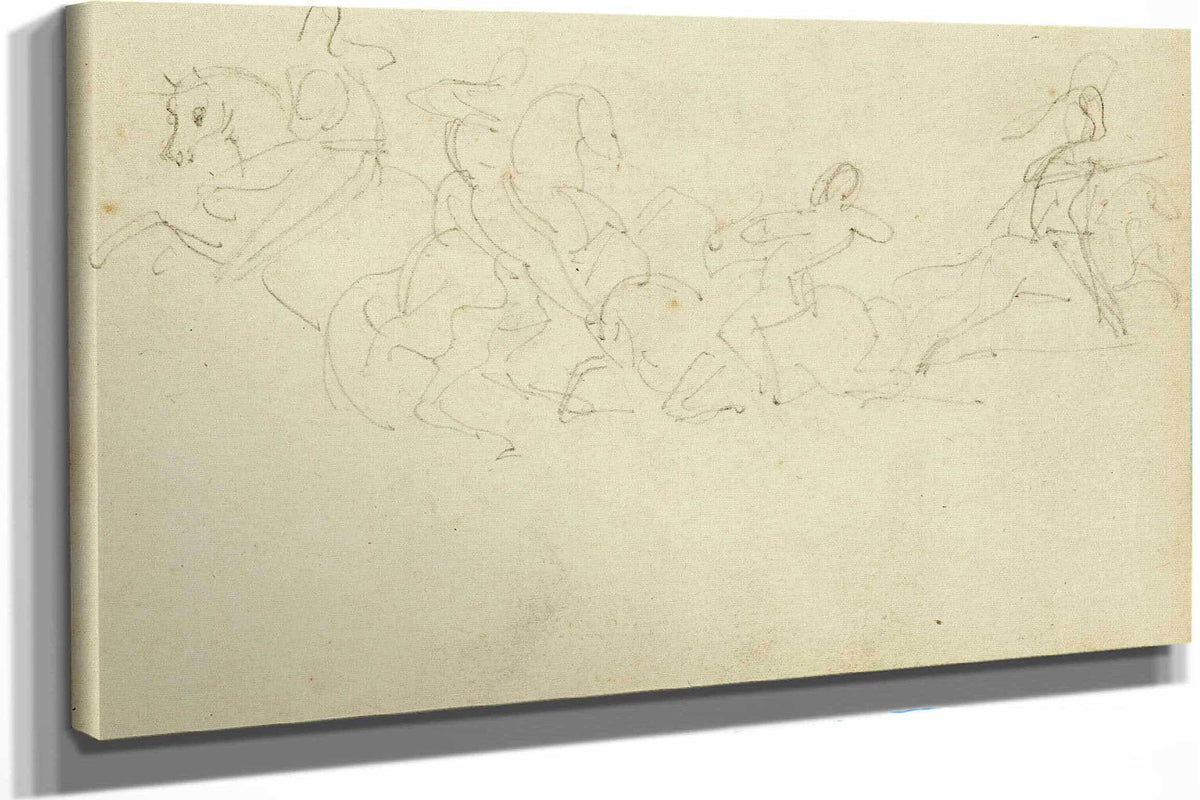 Cavalry Skirmish With Four Horsemen  by Theodore Gericault