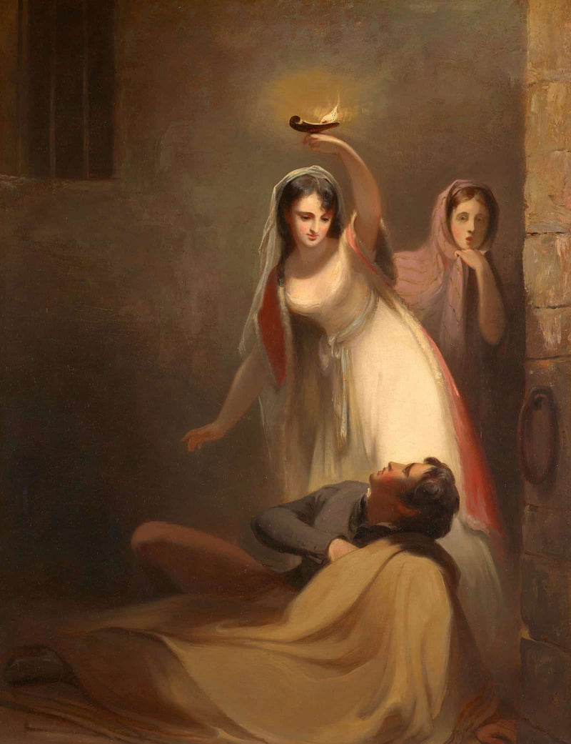 Cecelia Howard And Katherine Plowden Arousing The Prisoner Edward Griffith From His Slumber by Thomas Sully