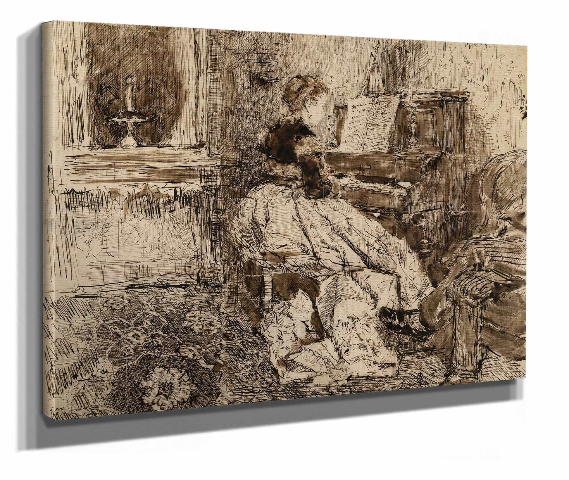 Cecilia De Madrazo Playing The Piano by Mariano Fortuny Marsal