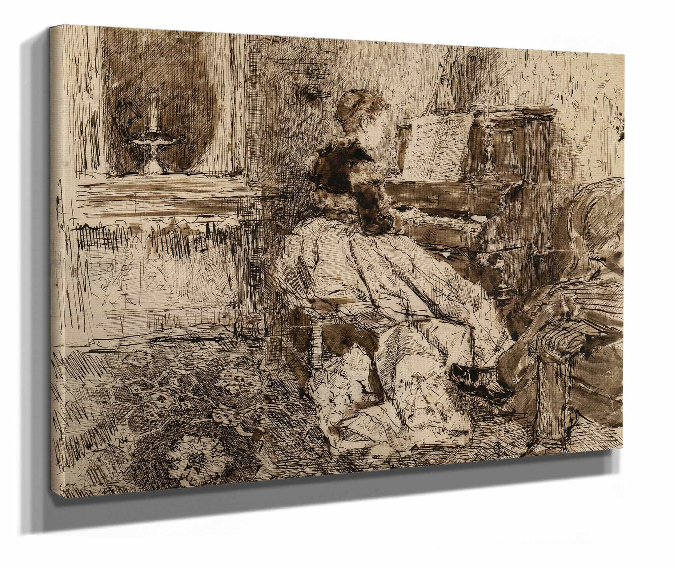 Cecilia De Madrazo Playing The Piano by Mariano Fortuny Marsal