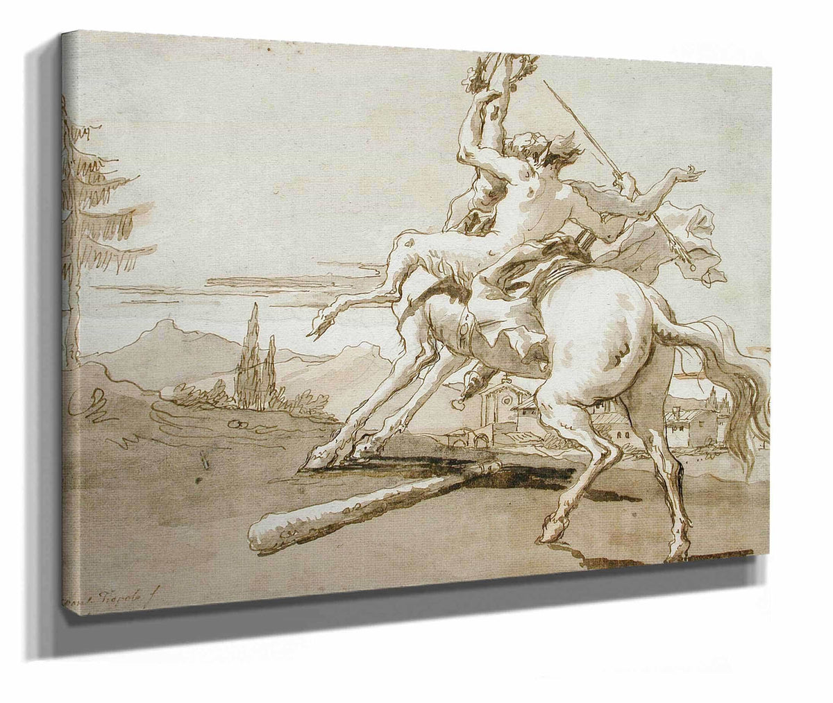 Centaur Arrested In Flight A Female Faun On His Back by Giovanni Domenico Tiepolo