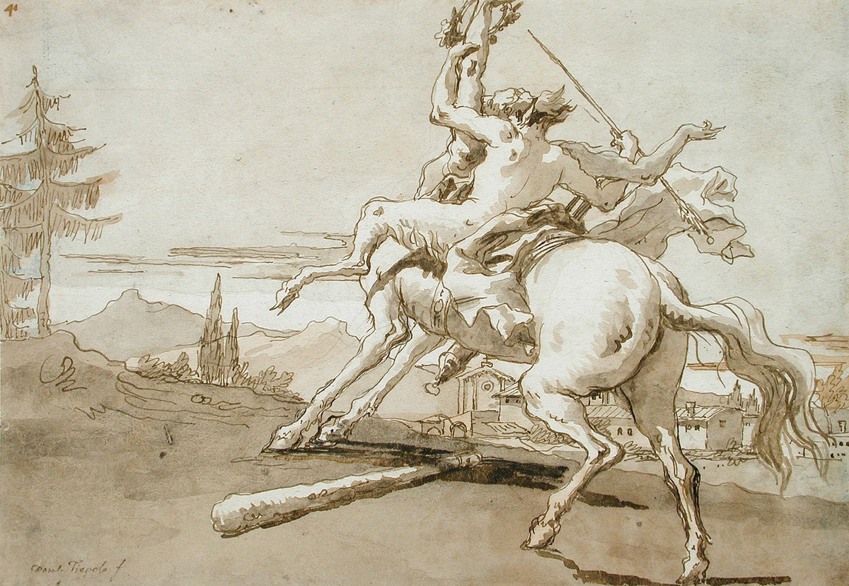 Centaur Arrested In Flight A Female Faun On His Back by Giovanni Domenico Tiepolo