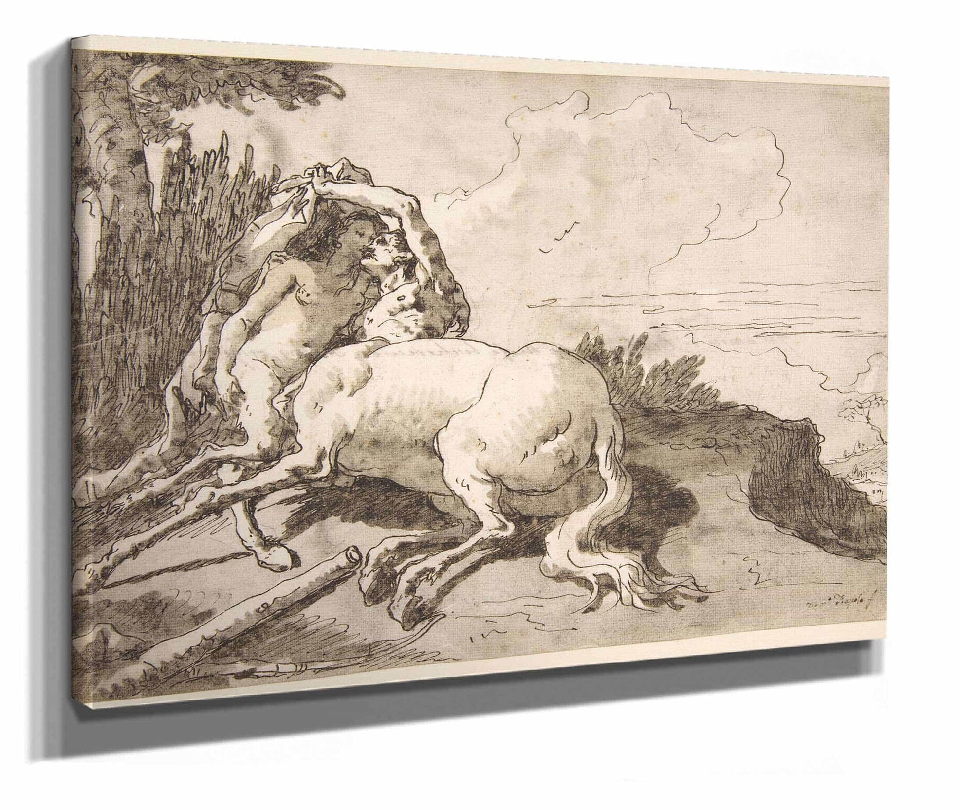 Centaur Embracing A Satyress  by Giovanni Domenico Tiepolo