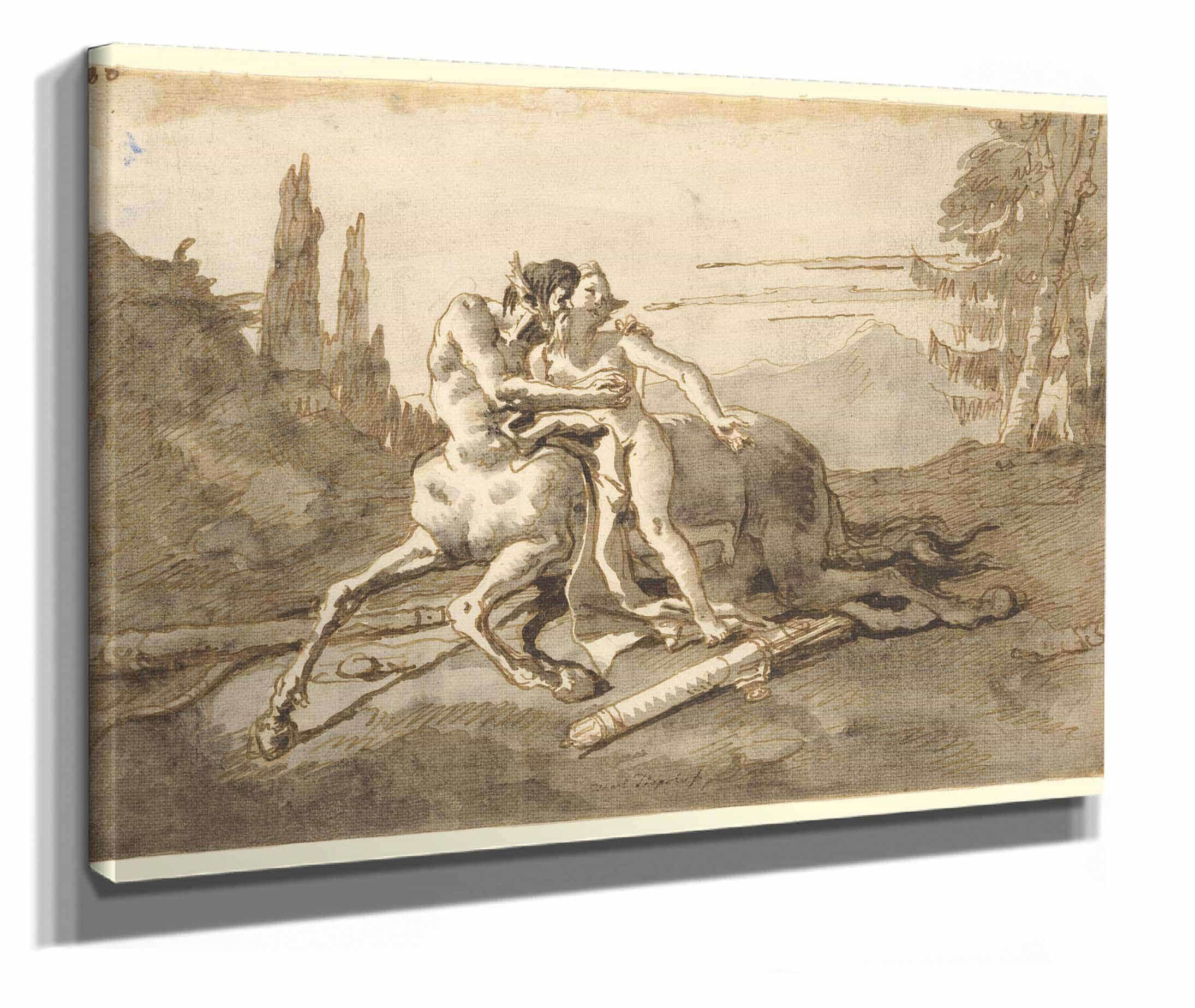 Centaur Embracing Nymph In A Wild Landscape  by Giovanni Domenico Tiepolo