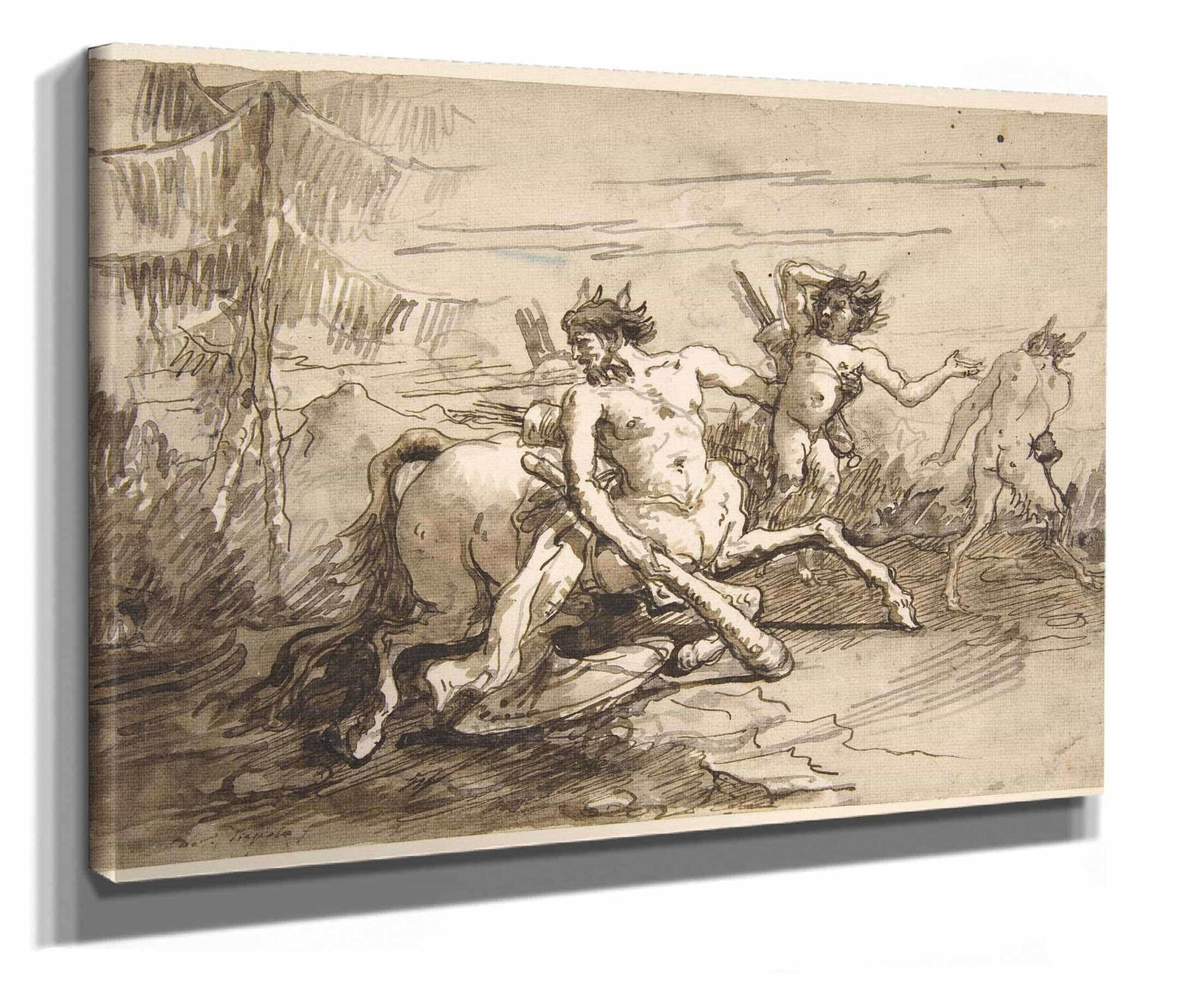 Centaur With A Club And Two Satyrs  by Giovanni Domenico Tiepolo