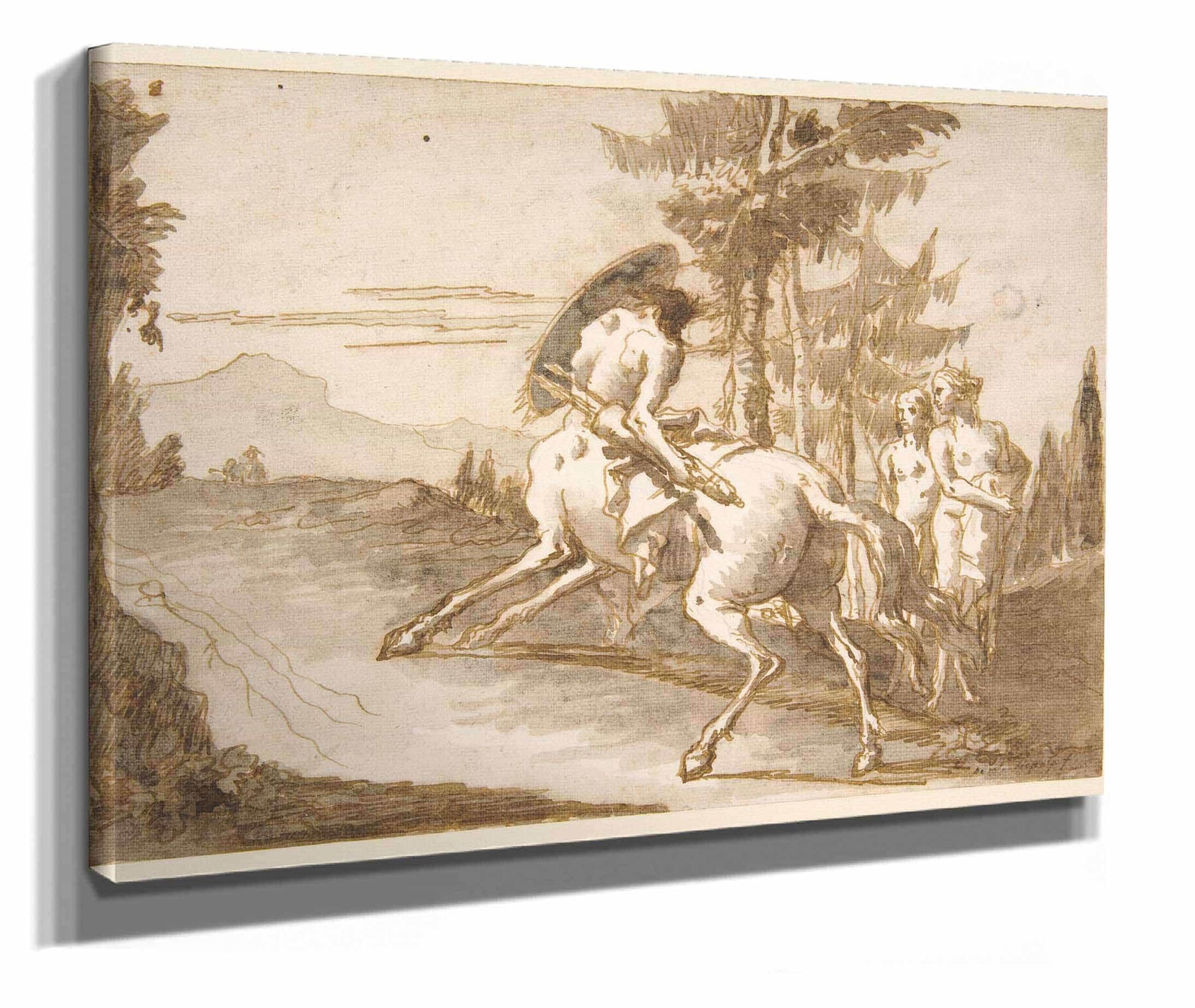 Centaur With Shield And Two Satyresses  by Giovanni Domenico Tiepolo