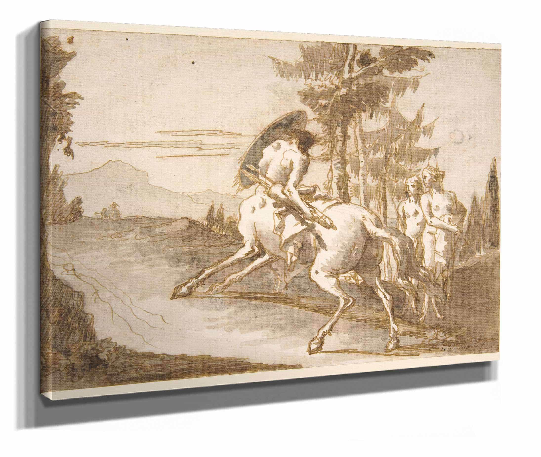 Centaur With Shield And Two Satyresses  by Giovanni Domenico Tiepolo