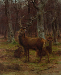 Cerf Et Biches Dans La Foret Automne by Rosa Bonheur