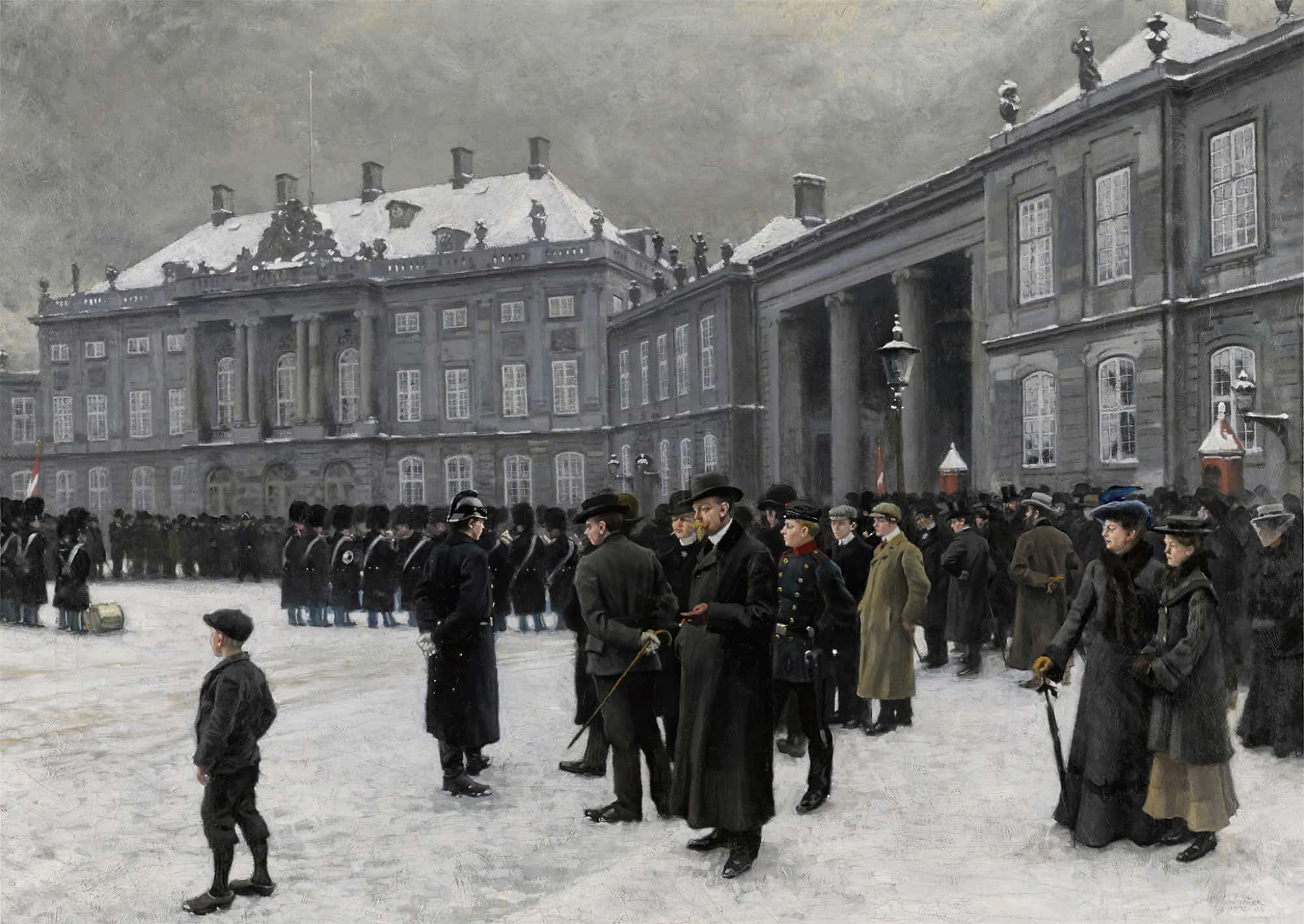 Changing Of The Guard At Amalienborg Palace by Paul Fischer