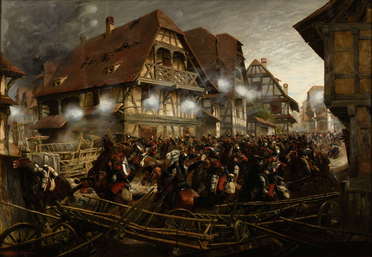 Charge Du E Regiment De Cuirassiers Dans Le Village De Morsbronn by Jean Baptiste Edouard Detaille