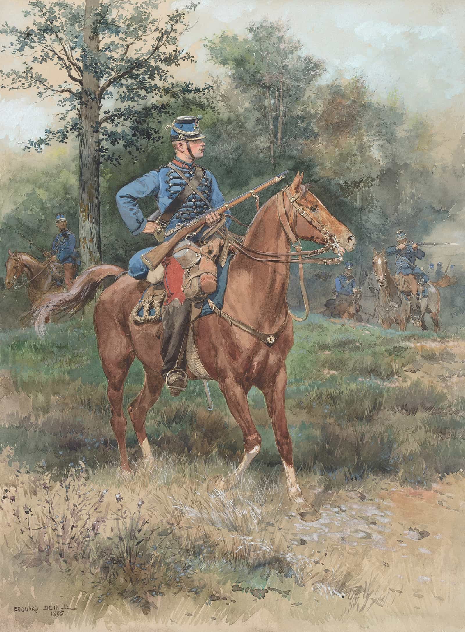 Chasseur A Cheval Soldier On Horseback by Jean Baptiste Edouard Detaille