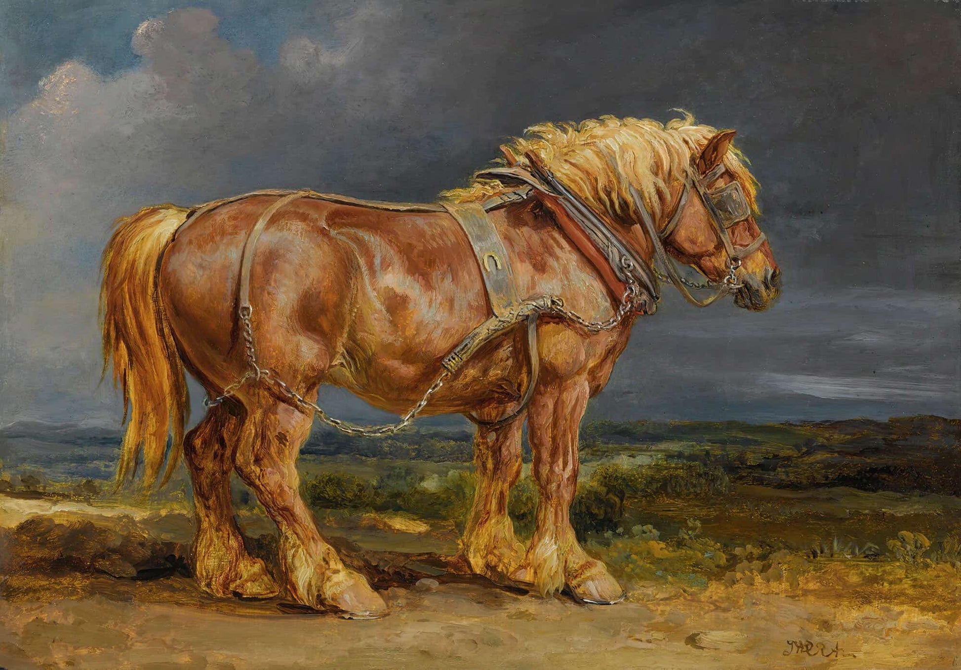 Cheshunt The Shire Horse Elephant In An Extensive Landscape by James Ward