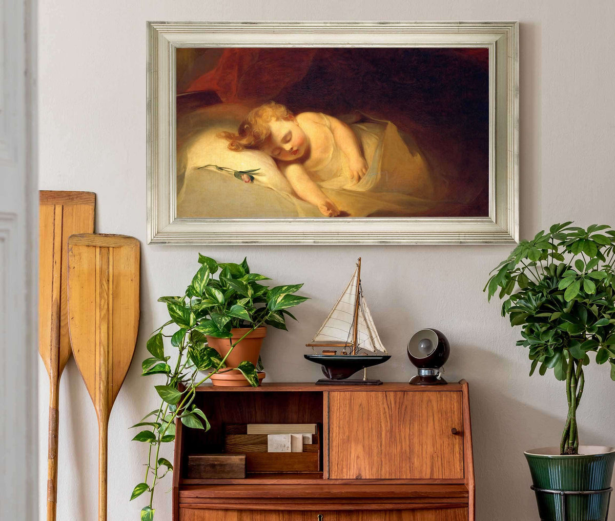 Child Asleep The Rosebud by Thomas Sully