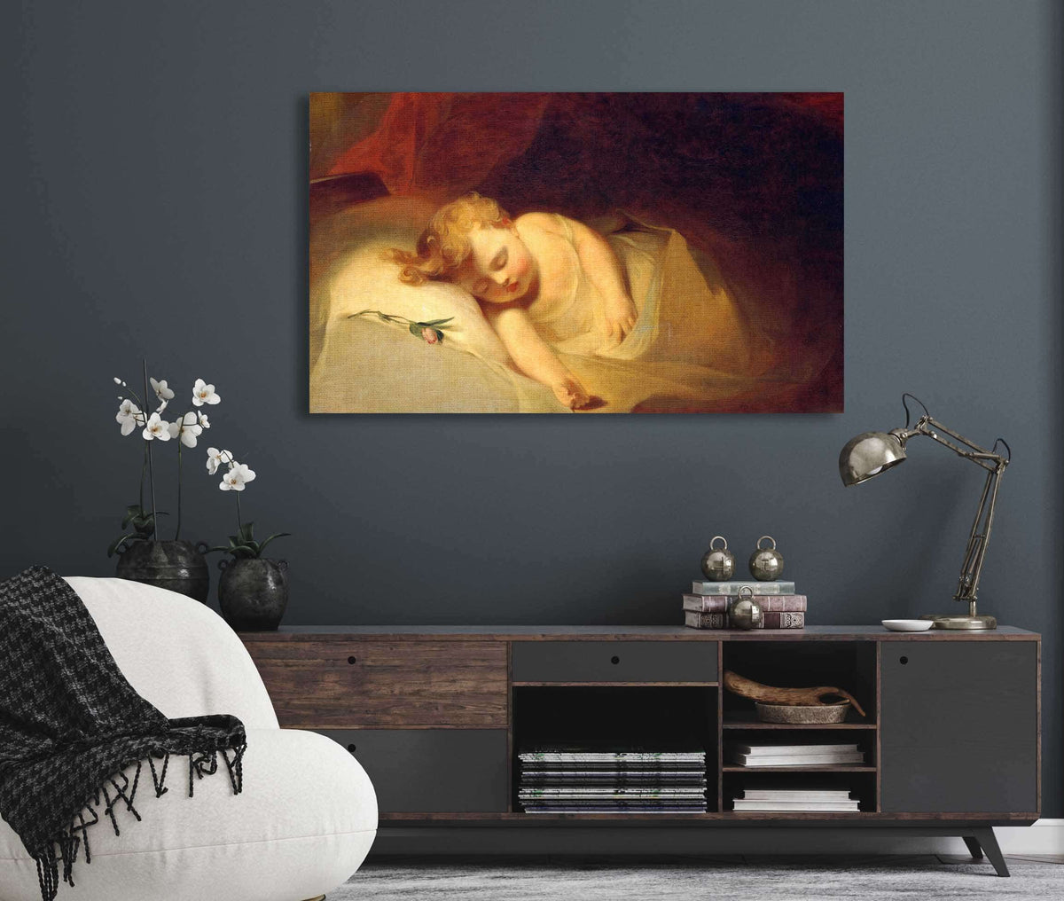 Child Asleep The Rosebud by Thomas Sully